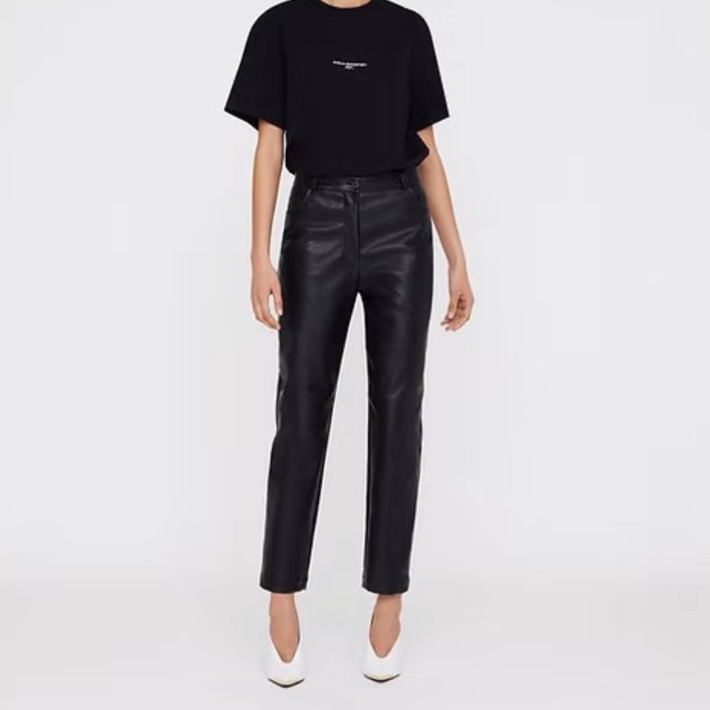 Stella McCartney Black Vegan Leather Straight-Leg Pants